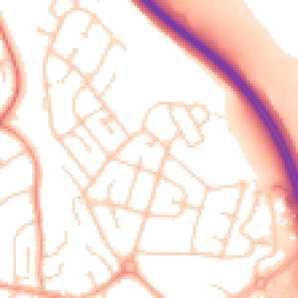 Daytime road noise heatmap for BN22 9JE