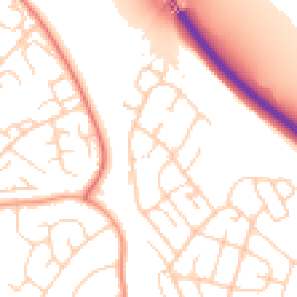 Daytime road noise heatmap for BN22 9JP