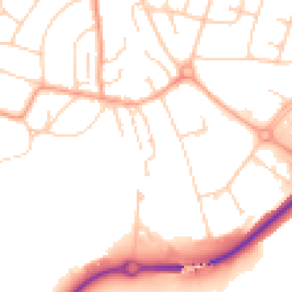 Daytime road noise heatmap for BN22 9NA