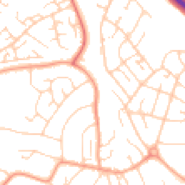 Daytime road noise heatmap for BN22 9NY