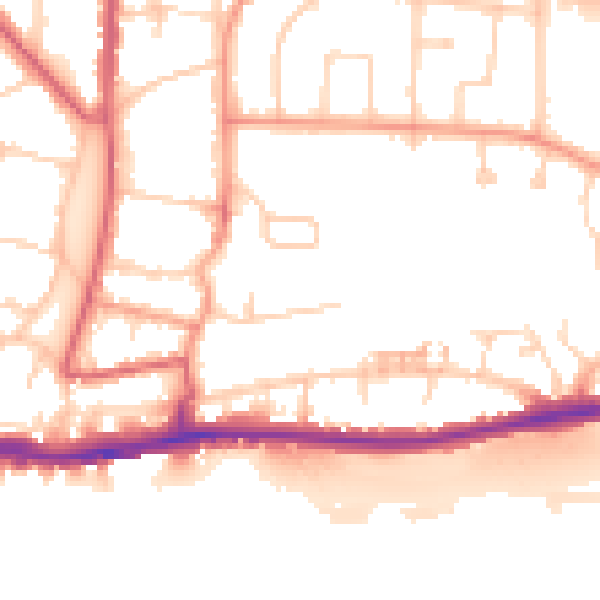 Daytime road noise heatmap for BN42 4AA