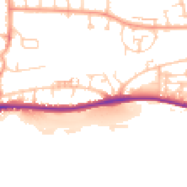 Daytime road noise heatmap for BN42 4AQ