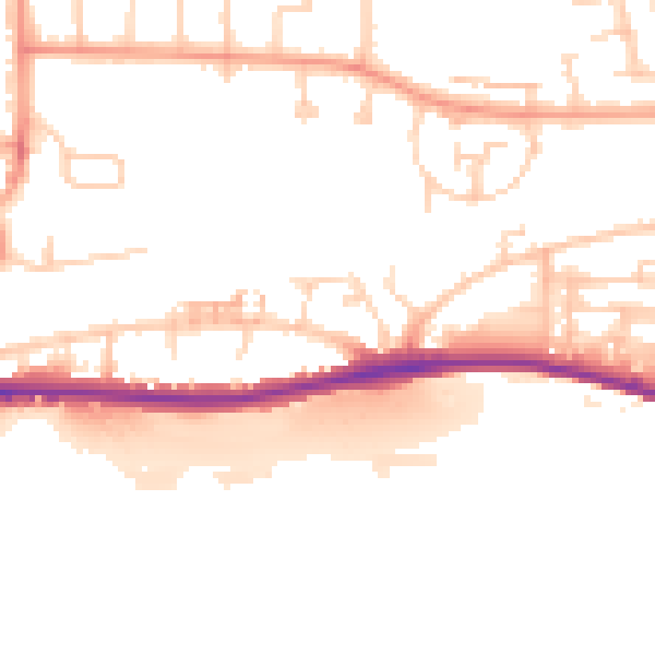 Daytime road noise heatmap for BN42 4AR