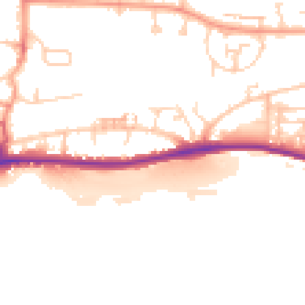 Daytime road noise heatmap for BN42 4AS
