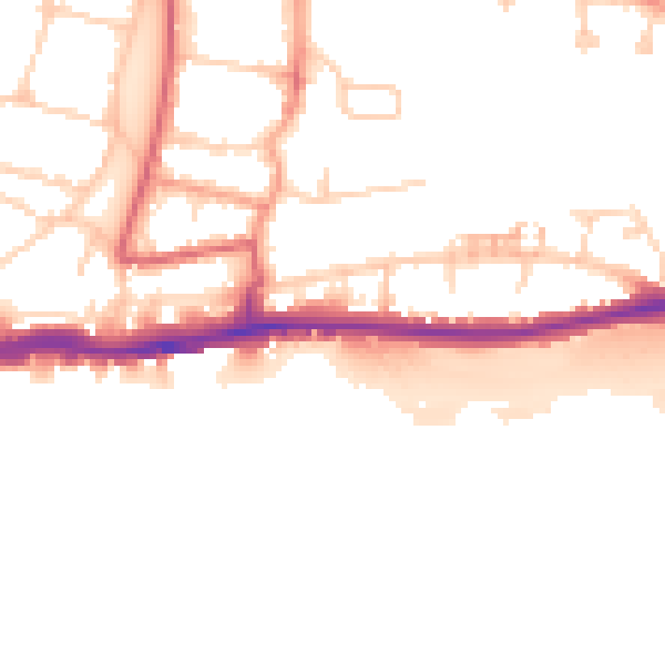 Daytime road noise heatmap for BN42 4AU
