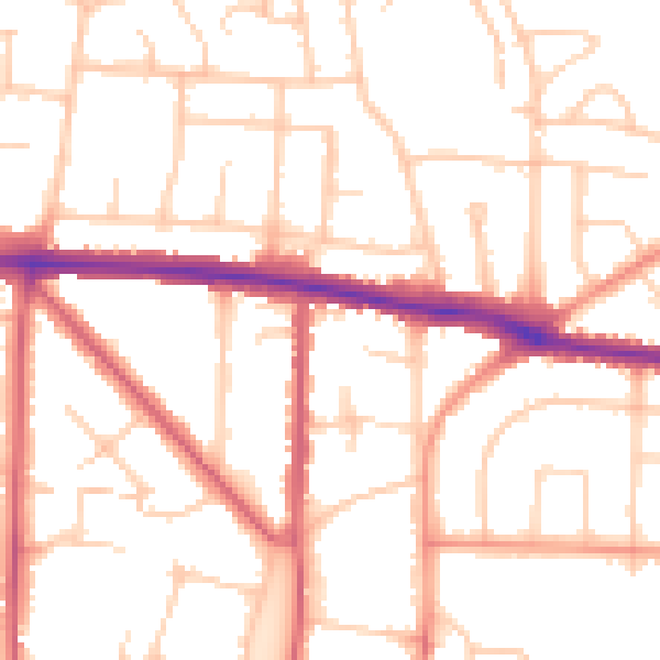 Daytime road noise heatmap for BN42 4BT
