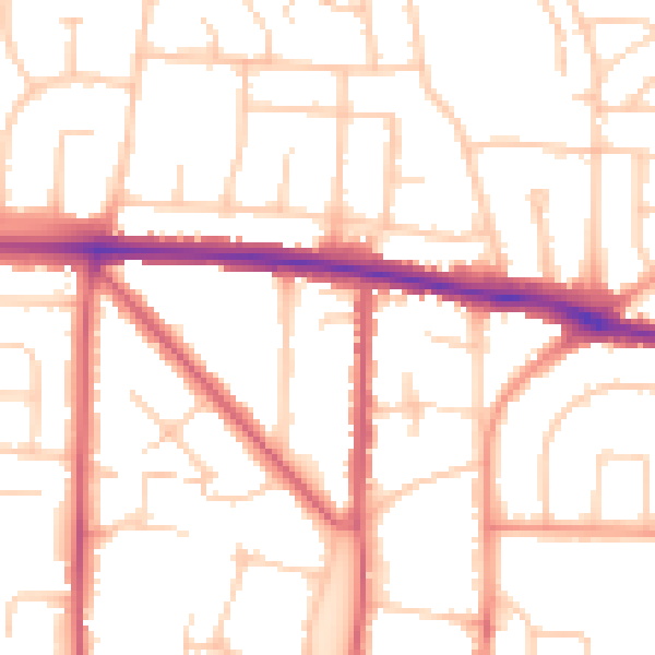 Daytime road noise heatmap for BN42 4BU