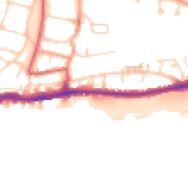 Daytime road noise heatmap for BN42 4BY