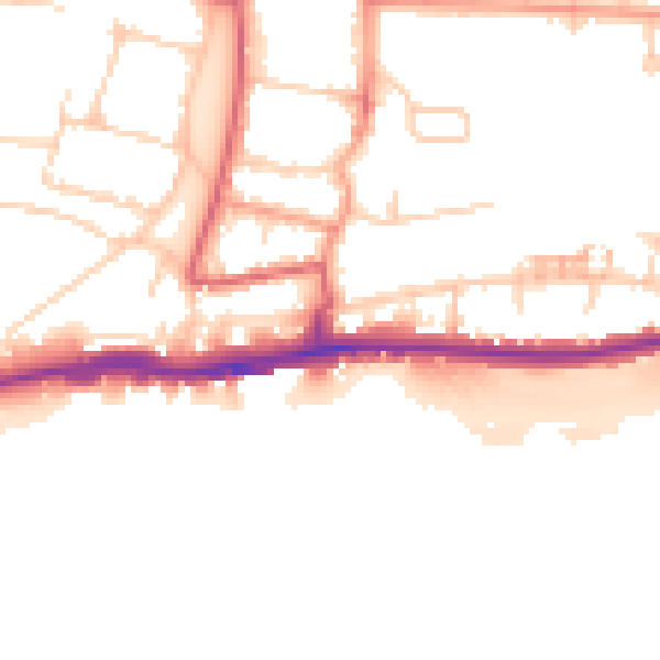 Daytime road noise heatmap for BN42 4DT
