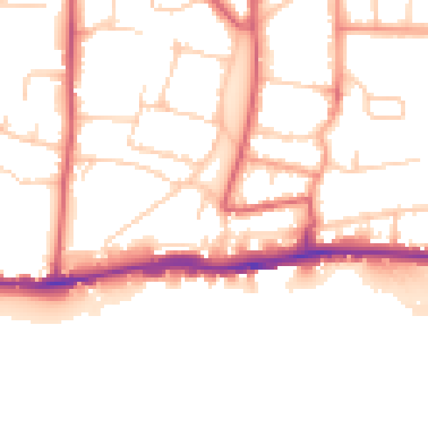 Daytime road noise heatmap for BN42 4DZ