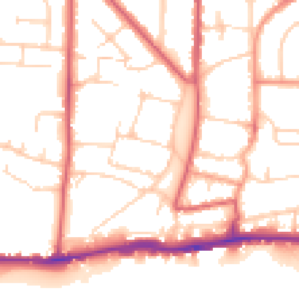 Daytime road noise heatmap for BN42 4GD