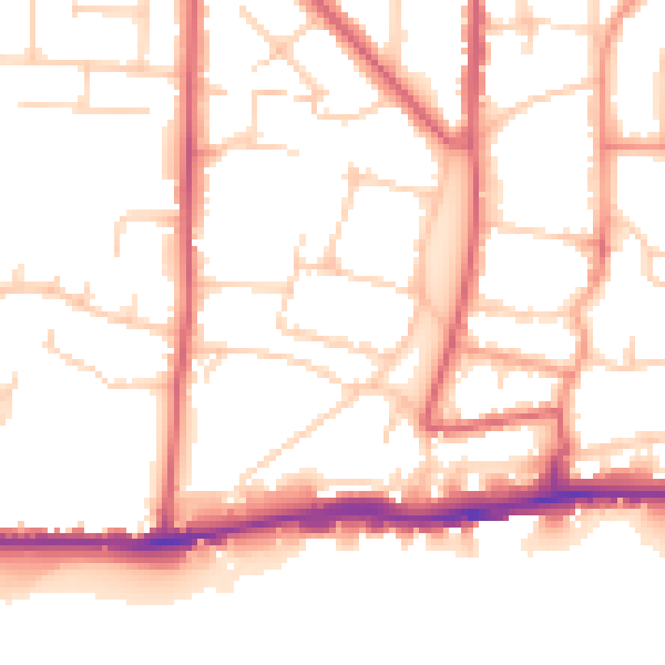 Daytime road noise heatmap for BN42 4GE
