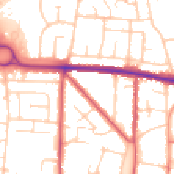 Daytime road noise heatmap for BN42 4HW