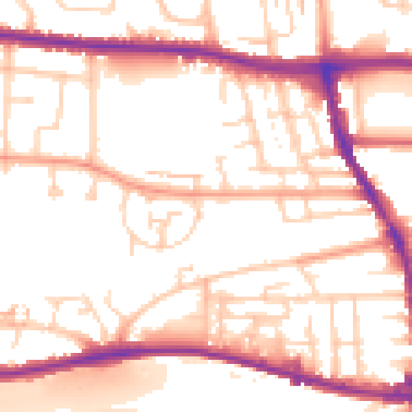 Daytime road noise heatmap for BN42 4NU