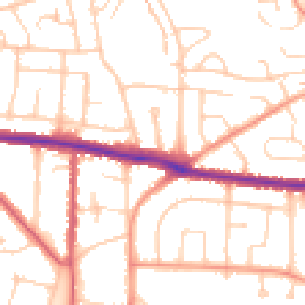 Daytime road noise heatmap for BN42 4QB
