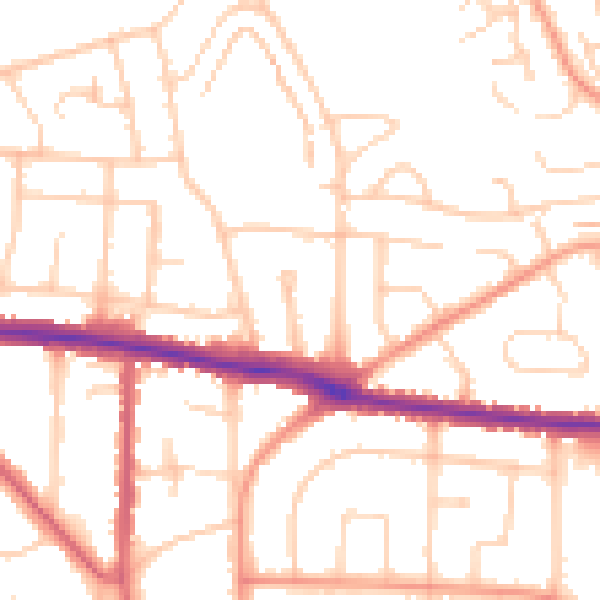 Daytime road noise heatmap for BN42 4QD