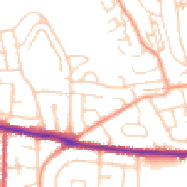 Daytime road noise heatmap for BN42 4QL