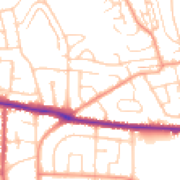 Daytime road noise heatmap for BN42 4QN