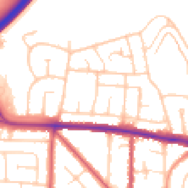 Daytime road noise heatmap for BN42 4RJ