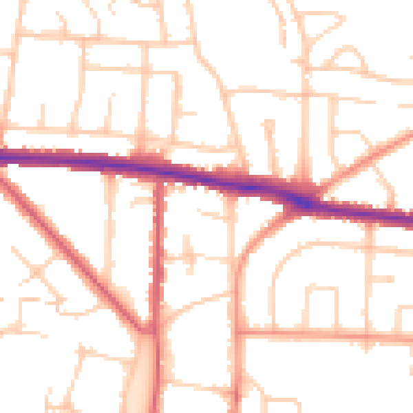 Daytime road noise heatmap for BN42 4TQ