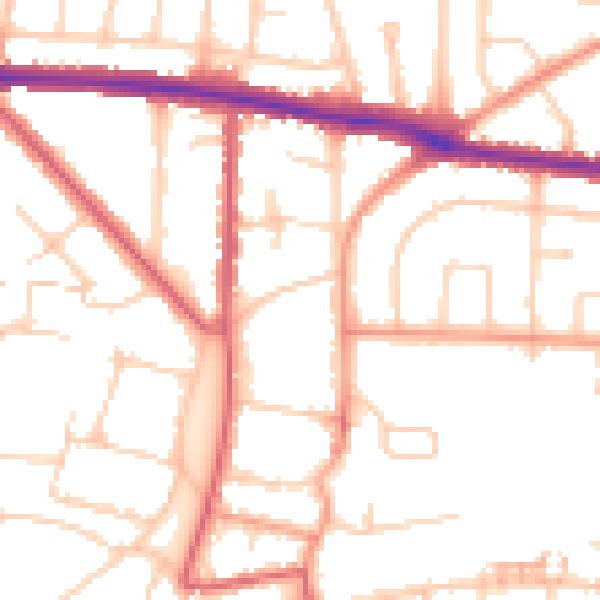 Daytime road noise heatmap for BN42 4TY