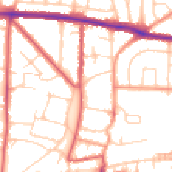 Daytime road noise heatmap for BN42 4TZ