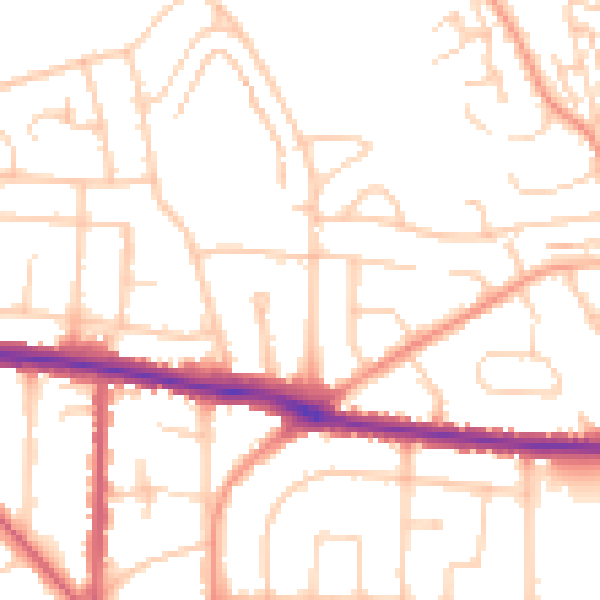 Daytime road noise heatmap for BN42 4WA