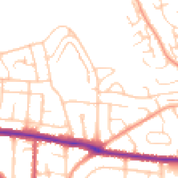Daytime road noise heatmap for BN42 4WQ