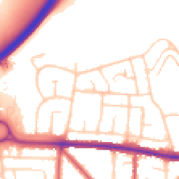 Daytime road noise heatmap for BN42 4YA