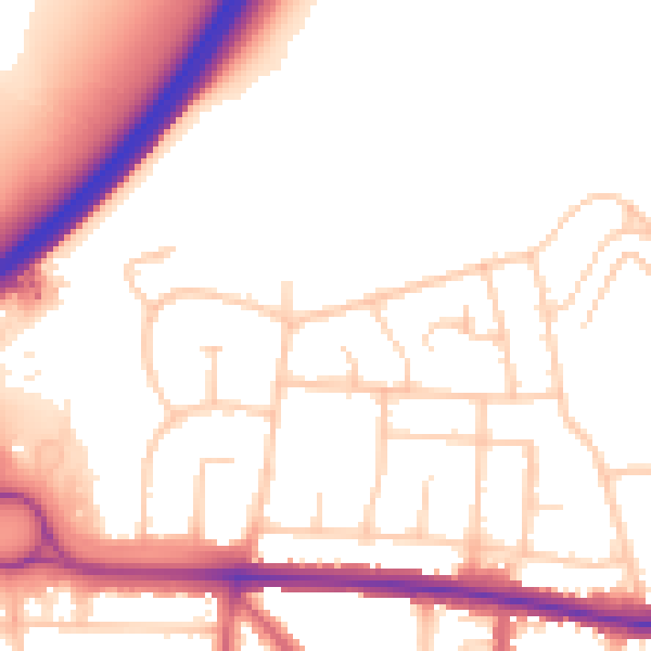 Daytime road noise heatmap for BN42 4YJ