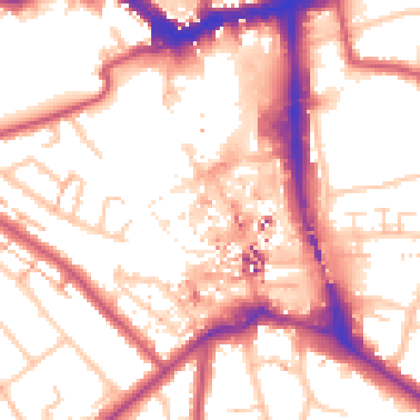Daytime road noise heatmap for BR1 1AA