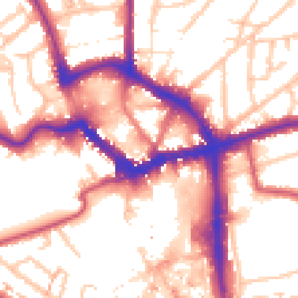 Daytime road noise heatmap for BR1 1AB