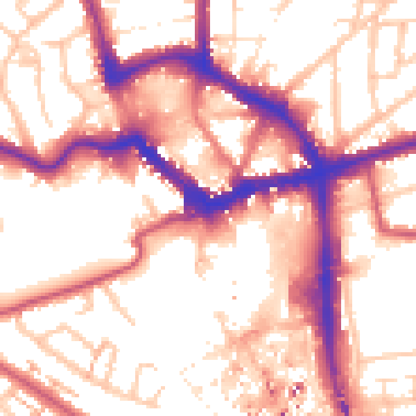 Daytime road noise heatmap for BR1 1HE