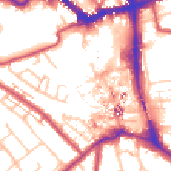 Daytime road noise heatmap for BR1 1HZ