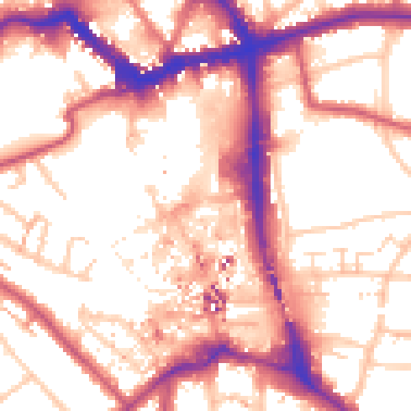 Daytime road noise heatmap for BR1 1LR