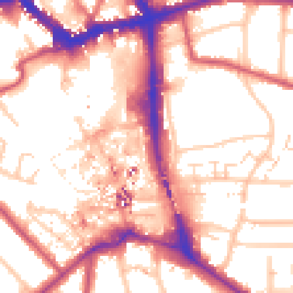 Daytime road noise heatmap for BR1 1LT
