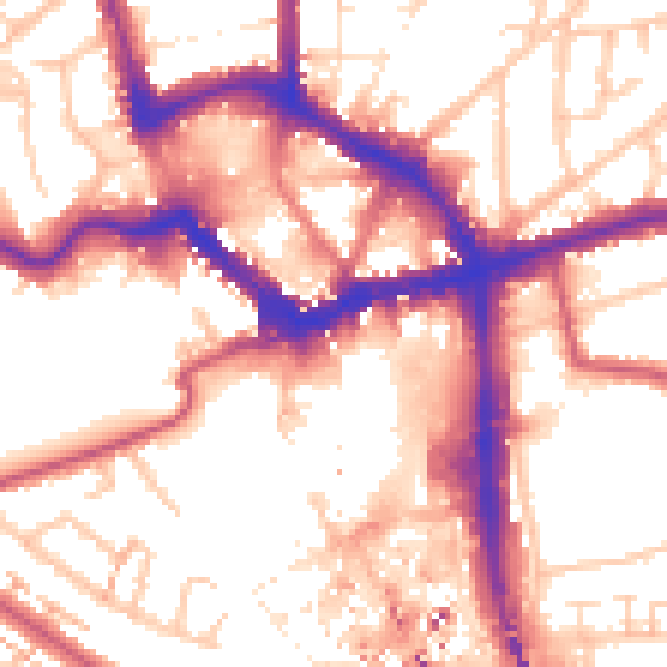 Daytime road noise heatmap for BR1 1NF