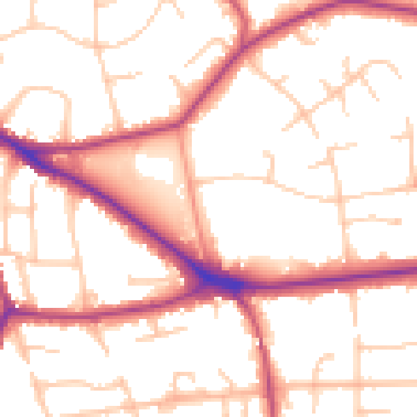Daytime road noise heatmap for BR1 2AA