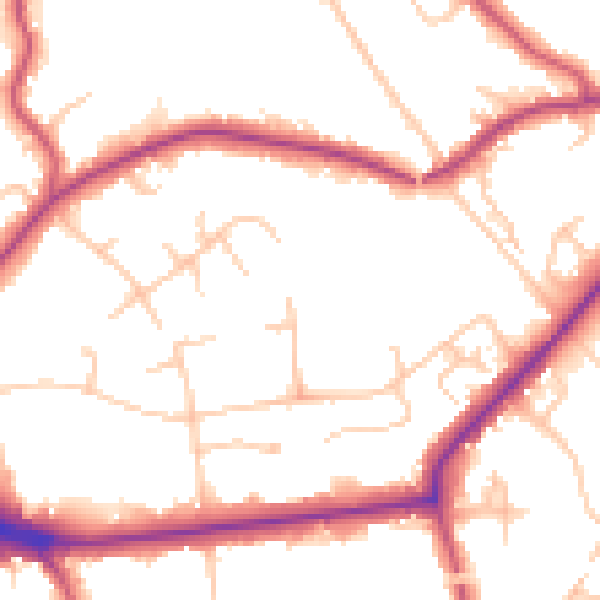 Daytime road noise heatmap for BR1 2AJ