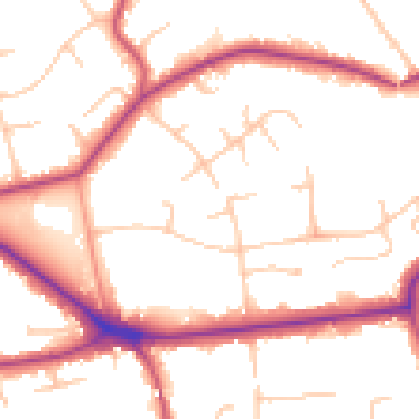 Daytime road noise heatmap for BR1 2BB