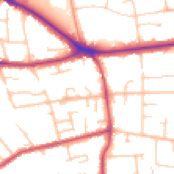 Daytime road noise heatmap for BR1 2BX