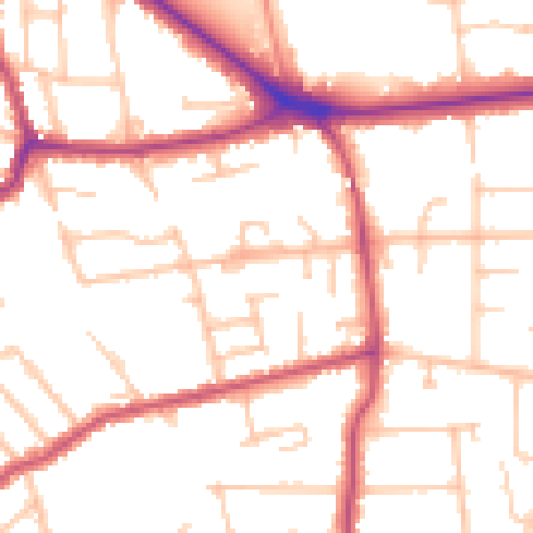 Daytime road noise heatmap for BR1 2DA