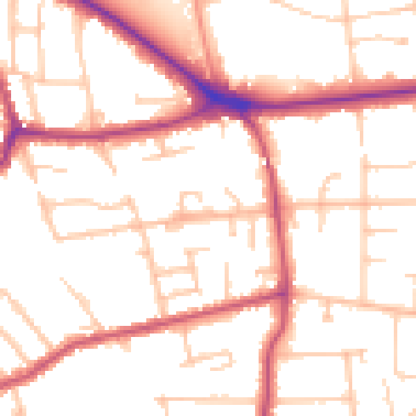 Daytime road noise heatmap for BR1 2DG