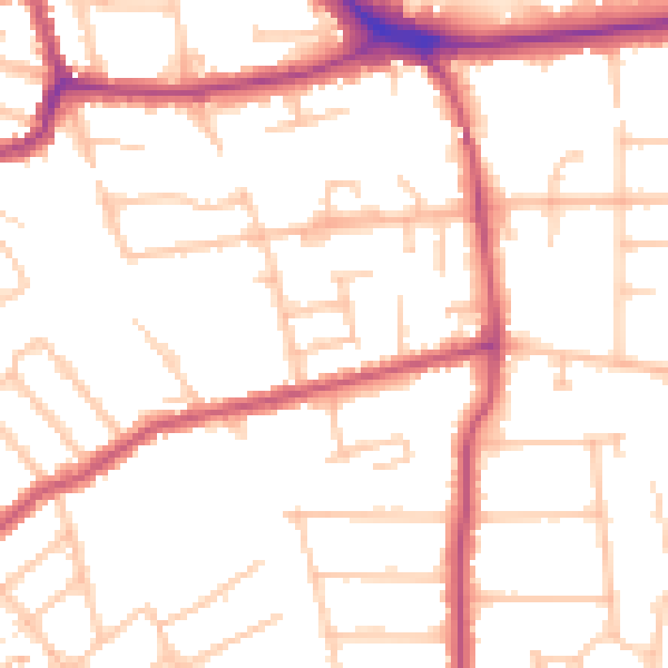 Daytime road noise heatmap for BR1 2DL