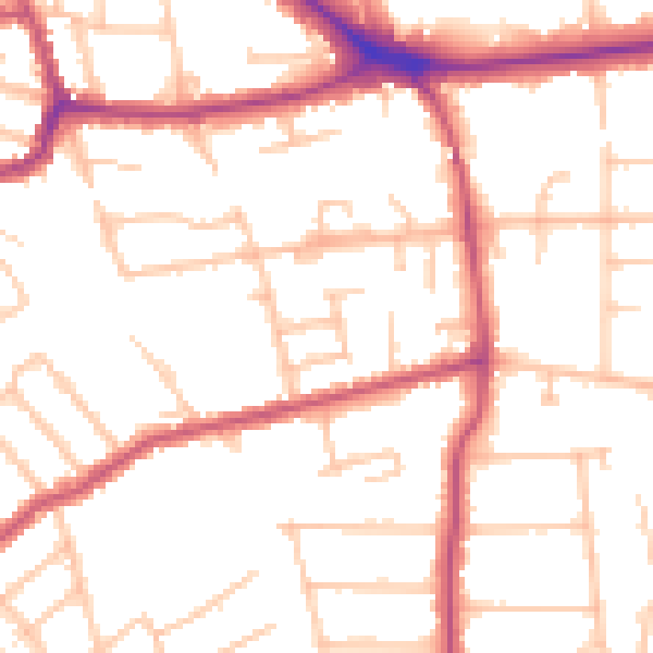 Daytime road noise heatmap for BR1 2DN