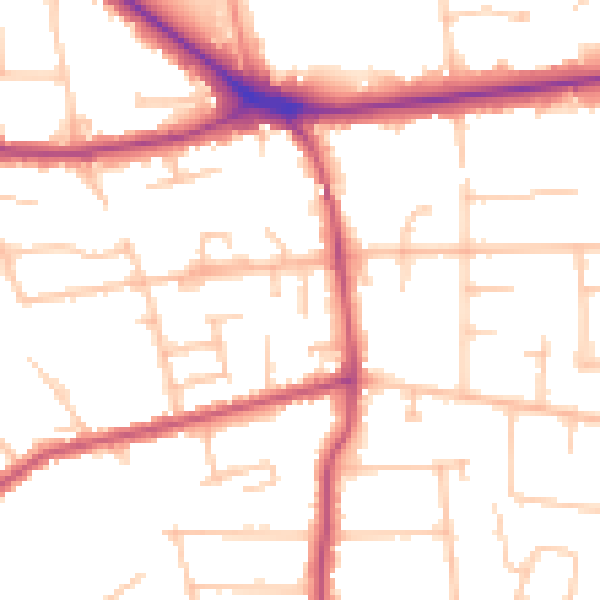 Daytime road noise heatmap for BR1 2DP