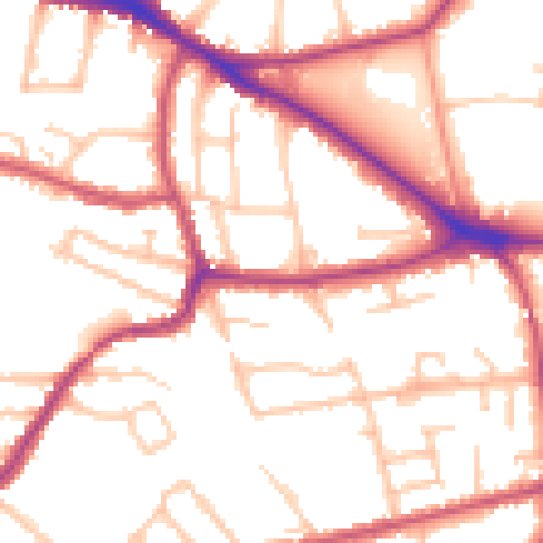 Daytime road noise heatmap for BR1 2DR