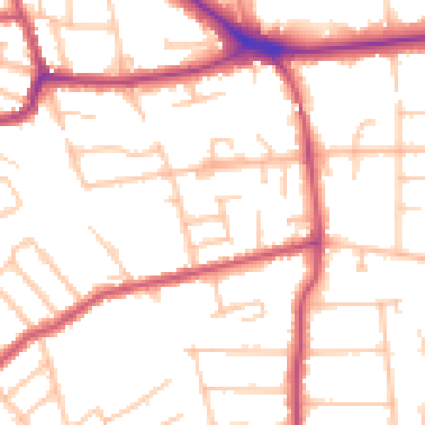 Daytime road noise heatmap for BR1 2DW