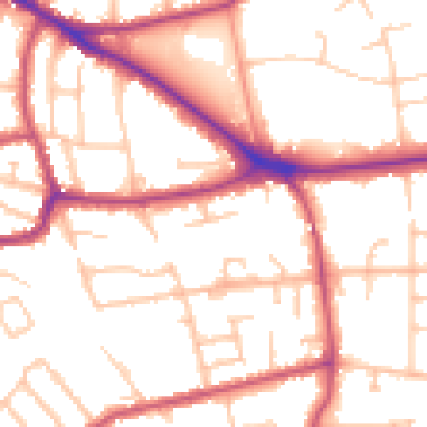 Daytime road noise heatmap for BR1 2DX