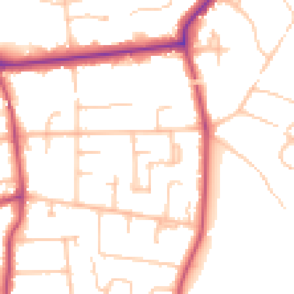 Daytime road noise heatmap for BR1 2JD